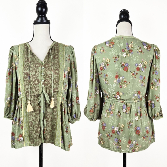🦋LAST🦋 NWT Tulle and Batiste Roseanne Blouse, Olive, Size XL